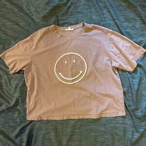 Cropped Mocha Smiley Tee